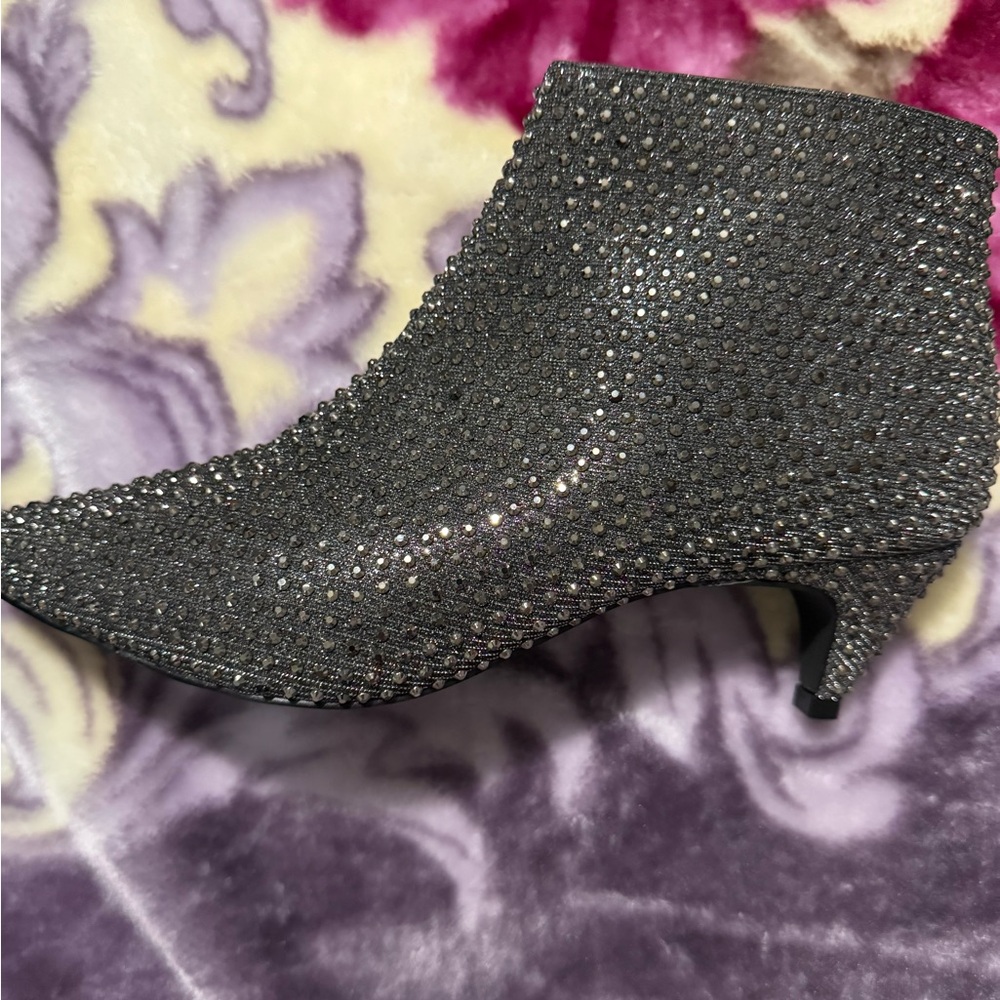 Design Lab Lord & Taylor Silver Rhinestone Ankle Booties - Picture 9 of 9